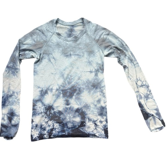 Lululemon Women’s Swiftly Tech Long Sleeve 2.0 Waist Length Blue Tie Dye Size 6 - Picture 2 of 12